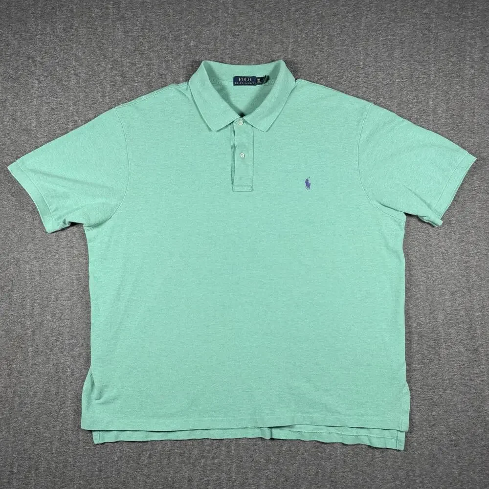 Polo Ralph Lauren Polo Shirt Mens 2XB Big Mint Green Purple Pony Cotton